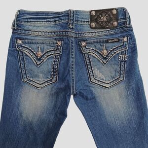 Miss Me JS5014B32V Boot Women's Size 26 Distressed Edges Faded Blue Jeans